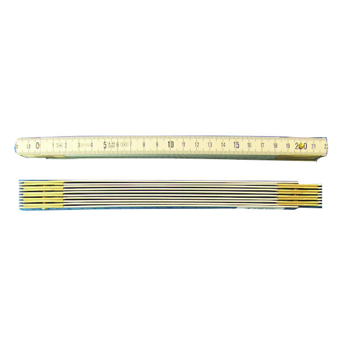 Mètre pliant 2 mètres en aluminium à 10 branches gradué recto/verso ...