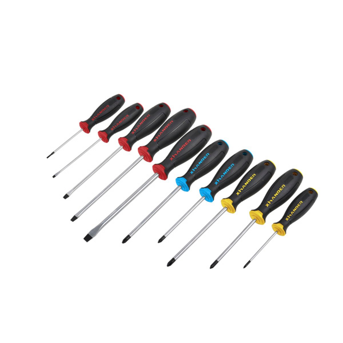 Jeu de 10 tournevis plat Phillips® et Pozidriv®