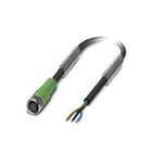 Câble pour capteur et actionneur série SAC - droit - femelle - M8 - extrémité nue - 3 pôles - PUR - 5 m - SAC-3P- 5,0-PUR/M 8FS