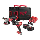 Lot de 2 outils électroportatifs M18 FPP2E3-502X - 18V - FPD3, FSAG125, 2 batteries 5 Ah, chargeur M12-18 FC, HD Box - MY36