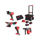 Lot de 4 outils électroportatifs M18 FPP4AE-533P - 18V FUEL : M18 FPD3, M18 FHX, M18 FID3, M18 FSAG125XB, M18 B5.5, M18 B3, M12-18 FC, trolley Packout