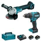 Lot de 2 outils électroportatifs 18V LOT0414 : Perceuse-visseuse DDF490ZJ 65 nm + Meuleuse d'angle DGA504ZJ 125 mm + 2 batteries 5Ah + chargeur + coffret MAKPAC - MY36