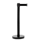 Poteau de guidage noir en acier avec sangle noir de 2 mètres