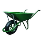 Brouette à roue gonflable peinte Vert à 2 traverses - 100 Litres - Diamètre de roue : 400 mm