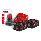 Pack batteries et chargeur pour outillage électroportatif M18 HNRG-802 - 2 batteries 18V 8Ah et 1 batterie RED LITHIUM 12V 4Ah - chargeur rapide