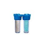 Filtre duplex pour traitement d'eau domestique - 13 x 27,5 x 31,5 cm - FF20 x 27 mm - Avec cartouche Oui