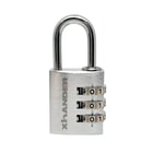 Cadenas à combinaison - Coffre aluminium - Anse acier - 3 molettes - Largeur 30 mm - Finition argent