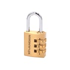 Cadenas à combinaison - Coffre aluminium - Anse acier - 3 molettes - Largeur 30 mm - Finition laiton