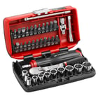 Coffret NANO de douilles 1/4" OGV GRIP 6 pans métriques avec cliquet, embouts de vissage et accessoires - 45 pièces