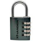 Cadenas à combinaison - Coffre aluminium - Anse acier - 4 molettes - Largeur 40 mm