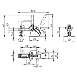 Sauterelle manuelle à levier horizontal 05140 - 250 N