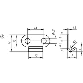 Contre-crochet Forme A - Acier - 91 x 47 mm