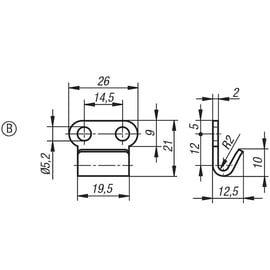 Crochet de sauterelle 05531 forme B