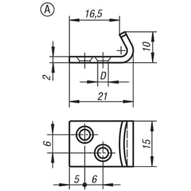Crochet de sauterelle 05550 forme A -réglable
