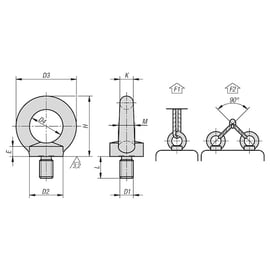 Anneau de levage male DIN580 m8 brut
