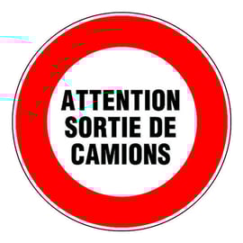 Panneau de signalisation attention sortie de camions - 300 mm