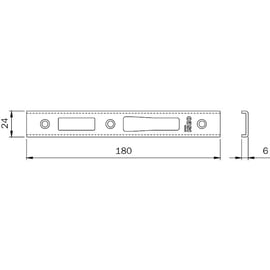 Gâche centrale en U pour serrure MULTIBLINDO 180 x 24 x 6 mm