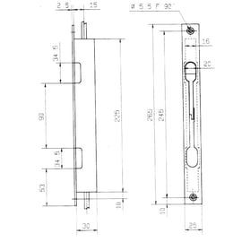 Serrure 2 points haut et bas à levier série 32 axe de tringle 15 mm