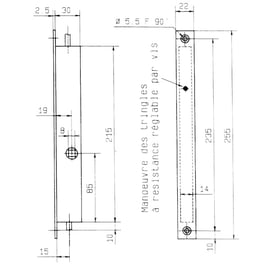 Serrure 2 points haut et bas à fouillot série 31 axe 19 mm