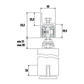 Guide du bas pour porte coulissante intérieure