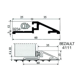 Seuil de porte d'entrée aluminium 4111 largeur 60 mm longueur 4000 mm