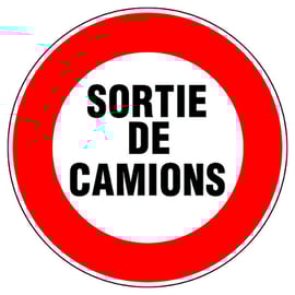 Panneau de signalisation sortie de camions - 450 mm