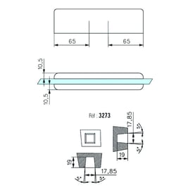 Penture basse 3273 pour porte en verre