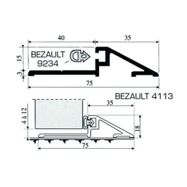 Seuil de porte d'entrée aluminium 4113 largeur 75 mm longueur 4000 mm