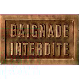 Plaque d'information fontaine "BAIGNADE INTERDITE" 14 x 9 cm