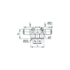 Raccord instantané multi-Té inégal d'alimentation avec fixation 3304