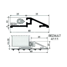 Seuil de porte d'entrée aluminium 4111 largeur 60 mm longueur 4000 mm
