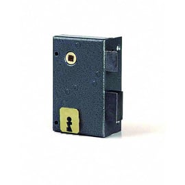 Serrure en applique de grille verticale à fouillot pêne dormant demi-tour droite