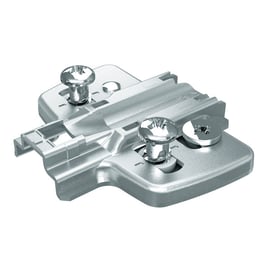 Embase cruciforme avec  vis EURO prémontée  pour charnière invisible SENSYS et INTERMAT