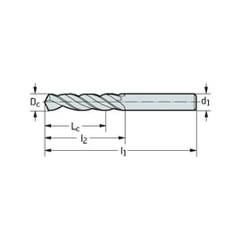 Foret A1211 monobloc HSS - Non revêtue - Diamètre : 5 mm - Longueur utile : 44 mm - Longueur totale : 86 mm - Queue cylindrique - Diamètre de la queue : 5 mm