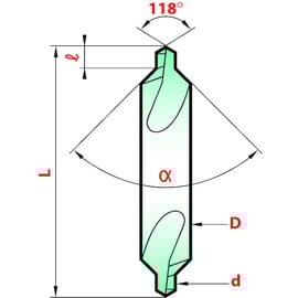 Foret à centrer 15 HSS angle 90° réversible