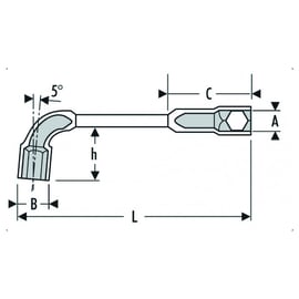 Clé à pipe débouchée 6x12 pans