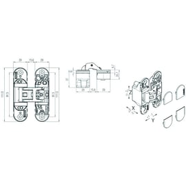 Charnière invisible KUBICA K6700 réversible chromé satiné