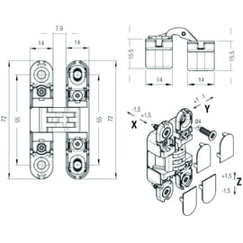Charnière invisible KUBIKINA K6100 chromé satiné
