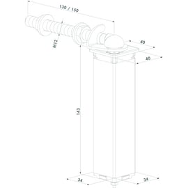 Charnière à ressort pour portillon SWING 40 avec tige filetée longueur 130 mm