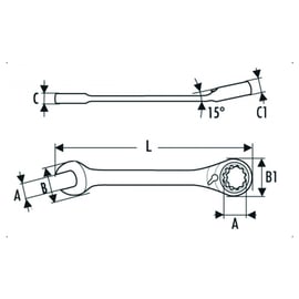 Clé mixte à cliquet chromé E117374