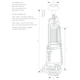 Mécanisme de chasse SWITCH 22A/95L - latérale - simple
