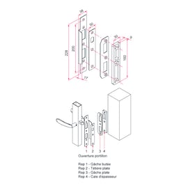 Gâche de portillon pour serrure en retrait type GJ