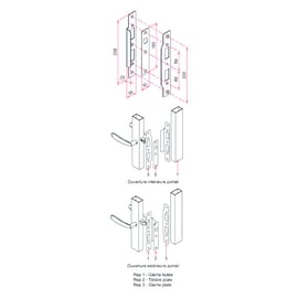 Gâche de portail portail pour serrrure en retrait type GJ