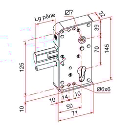Serrure en applique GA à pêne levant pour portail battant noire