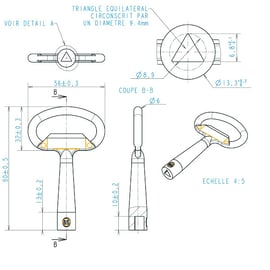 Clé triangle de 6,5 mm pour batteuse 911-250 à triangle