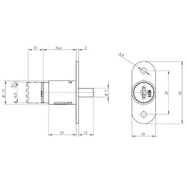 Serrure de meuble zamak à poussoir avec cylindre