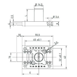 Serrure de meuble à axe réglable de 15 à 40 mm
