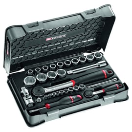 Coffret de douilles 1/4"-1/2" avec cliquet et accessoires RS.161-1PB