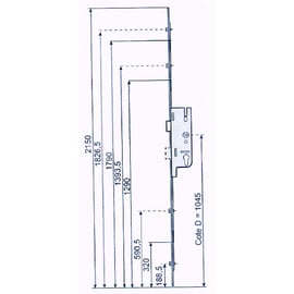 Crémone à larder 4 galets EUROPA R4 entraxe 90 mm axe 35 mm