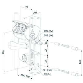 Serrure à code mécanique à double clavier VINCI